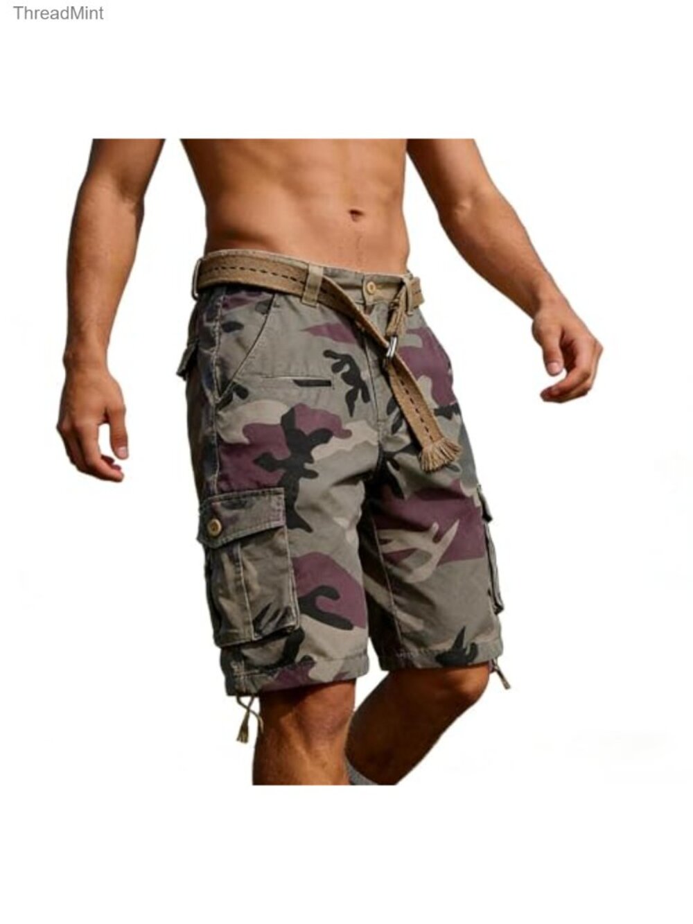 Men's Cotton Ripstop Cargo Shorts Multi-Pocket Zip Fly Hiking Camping